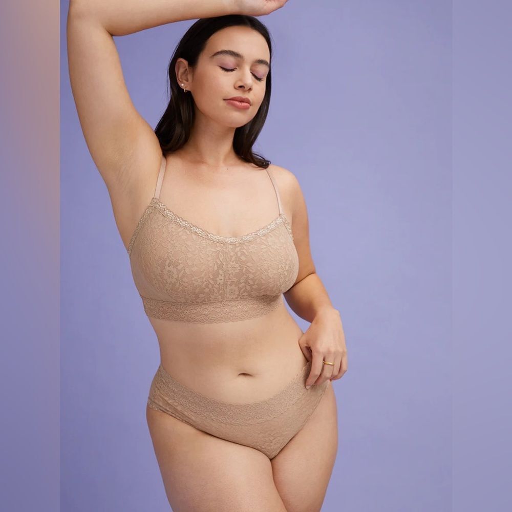 ThirdLove Everyday Lace Full Coverage Bralette in Taupe size small